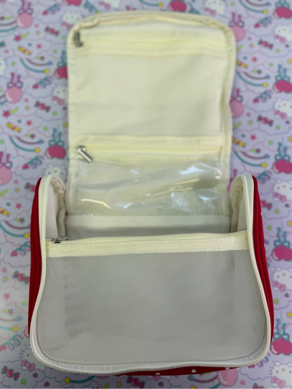 Hello Kitty Red Polka Dot Cosmetic Case with Cream Trim - Picture 7 of 8